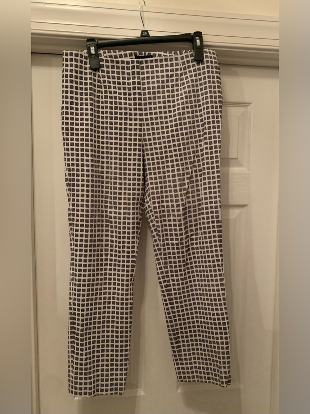 Lior Paris Sally stretch black white checked cropped pants size 14